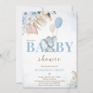 Boho Elephant Baby Shower Einladung