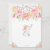 Boho Elephant Baby Shower Girl Pink Minze Floral Einladung (Rückseite)