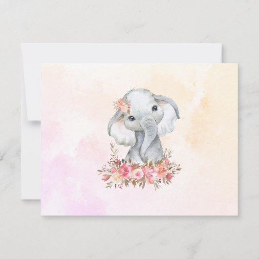 Boho Elephant Baby Shower Vorhersage Ankunft (Rückseite)