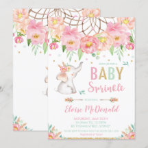 Boho Elephant Baby Sprinkle Girl Pink Minze Blüte