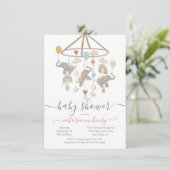 Boho Elephant Balloons Mobile Baby Dusche Einladung (Stehend Vorderseite)