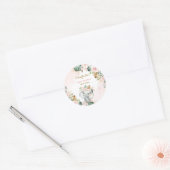 Boho Elephant Blush Pink Floral Jungle Baby Girl Runder Aufkleber (Umschlag)