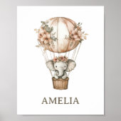 Boho Elephant Hot Air Ballon Kinderzimmer Wall Poster (Vorne)