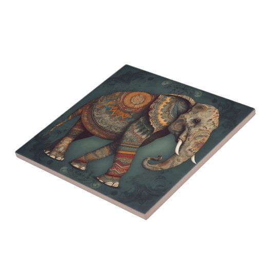 Boho Elephant Keramik Tile mit Verzierten Dekorati Fliese (Seite)