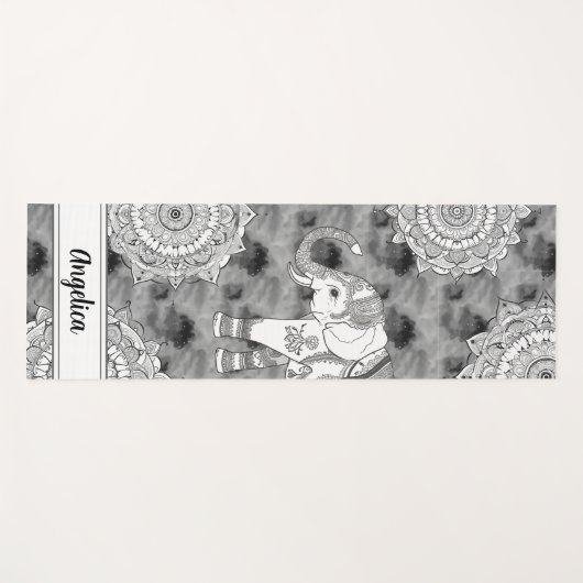 Boho Elephant Mandala Yoga Mat Yogamatte (Vorderseite (Horizontal))