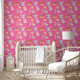 Boho Elephant Moon Buggy Bright Pink Girl Kinderzi Tapete