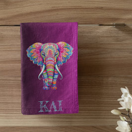 Boho Elephant - Personalisiertes Mandala Design Badhandtuch Set