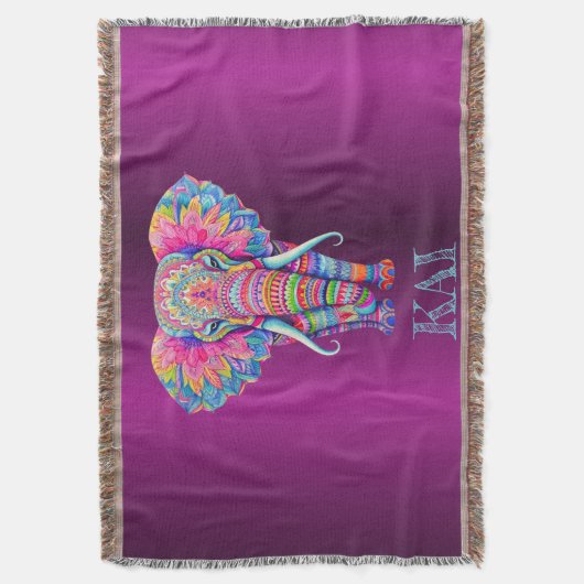 Boho Elephant - Personalisiertes Mandala Design Decke (Vorderseite Vertikal)