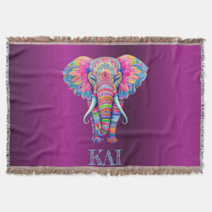 Boho Elephant - Personalisiertes Mandala Design Decke