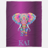 Boho Elephant - Personalisiertes Mandala Design Fleecedecke (Vorderseite)