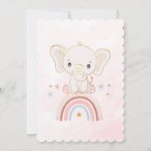 Boho Elephant sitzt auf der Rainbow Girl Baby Dusc Einladung (Rückseite)