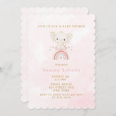 Boho Elephant sitzt auf der Rainbow Girl Baby Dusc Einladung (Vorne/Hinten)