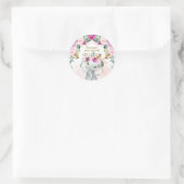Boho Elephant Tropical Blush Lila Floral Girl Runder Aufkleber (Tasche)