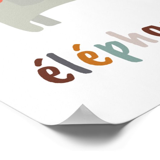 Boho éléphante Kinderzimmer Saal Wine Art Poster (Ecke)