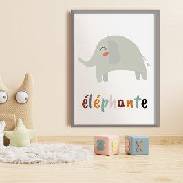 Boho éléphante Kinderzimmer Saal Wine Art Poster