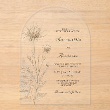 Boho Elfenbein-Bogen-Acrylique Hochzeitseinladunge