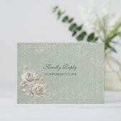 Boho Elfenbein-Bogen-Hochzeit mit QR-Code-RSVP-Kar RSVP Karte (Stehend Vorderseite)