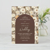 Boho Elfenbein Creme staubige orange Hütte Blume Einladung (Stehend Vorderseite)