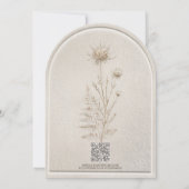 Boho Elfenbein Pampas Bogen Hochzeit  mit QR Code  Einladung (Rückseite)