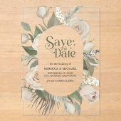 Boho Elvory Rose sagen Grüne Hochzeit retten Datum Acryleinladungen (Vorderseite)