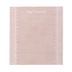 Boho Embroidery Tribal Muster Notepad - Rosa Notizblock