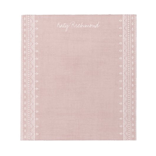 Boho Embroidery Tribal Muster Notepad - Rosa Notizblock (Vorderseite)