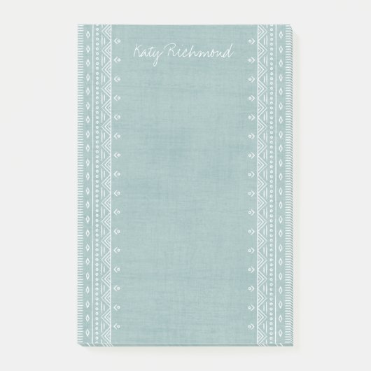 Boho Embroidery Tribal Muster Post-its - Aquamarin Post-it Klebezettel (Vorderseite)