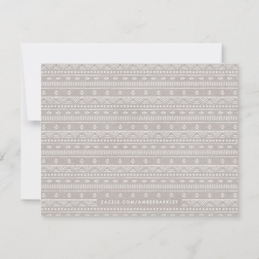 Boho Embroidery Tribal Pattern Stationery - Grau (Rückseite)