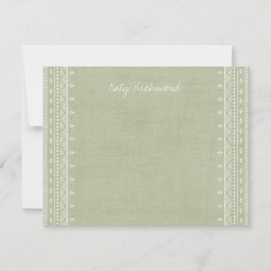 Boho Embroidery Tribal Pattern Stationery - Green (Vorderseite)