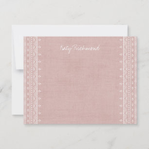Boho Embroidery Tribal Pattern Stationery - Pink