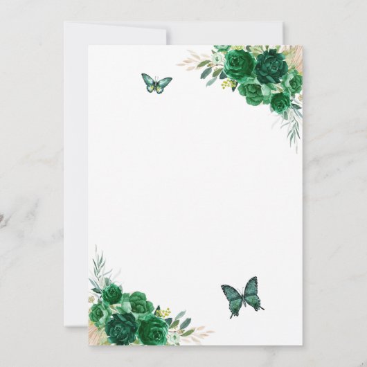 Boho Emerald Green 15 Años Save the Date Calendar Einladung (Rückseite)