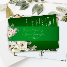 Boho Emerald Green Floral Wedding Einladungsbanderole