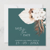 Boho Emerald Green Pampas Grass Wedding Save The Date (Vorderseite)