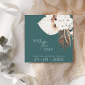 Boho Emerald Green Pampas Grass Wedding Save The Date