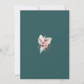 Boho Emerald Green Pink Blumenzeremonie Einladung (Rückseite)