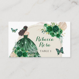 Boho Emerald Green Princess Quinceañera Platzkarte