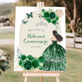 Boho Emerald Green Quinceañera Begrüßungszeichen Poster