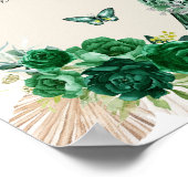 Boho Emerald Green Quinceañera Drinks Poster (Ecke)