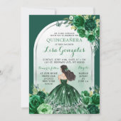 Boho Emerald Green Quinceanera Einladung (Vorderseite)