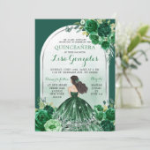 Boho Emerald Green Quinceanera Einladung (Stehend Vorderseite)