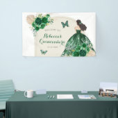 Boho Emerald Green Quinceañera Large Banner (Messeveranstaltung)