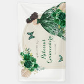 Boho Emerald Green Quinceañera Large Banner (Vertikal)