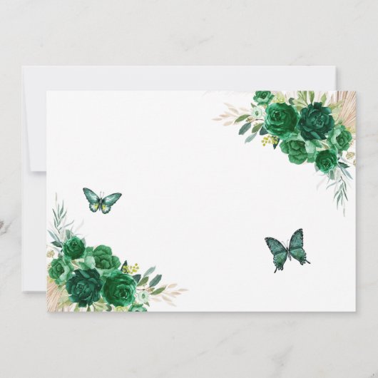 Boho Emerald Green Quinceañera Save the Date Einladung (Rückseite)