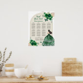 Boho Emerald Green Quinceañera Seekartenzeichen Poster (Küche)