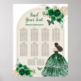 Boho Emerald Green Quinceañera Seekartenzeichen Poster