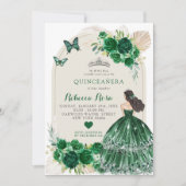 Boho Emerald Green Rose Princesa Quinceañera Einladung (Vorderseite)