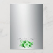 Boho Emerald Rose Silver Wedding Reception Begleitkarte (Rückseite)