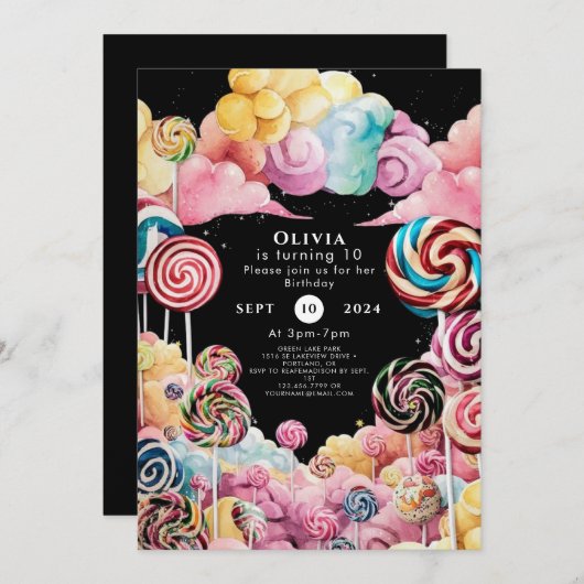 Boho Enchanted Candyland Birthday Einladung (Vorne/Hinten)