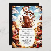Boho Enchanted Chocolate Baby Shower Einladung (Vorne/Hinten)