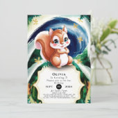 Boho Enchanted Eichhörnchen Geburtstag Einladung (Stehend Vorderseite)